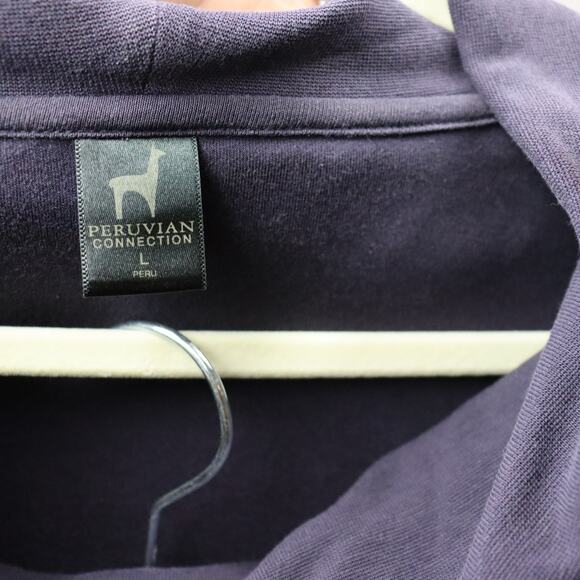 Peruvian Connection Navy Pima Cotton Knit Top & Skirt Set Size L - Picture 3 of 3